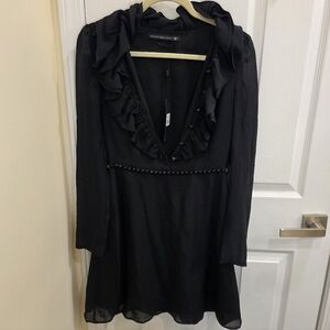 Mackage Black Long Sleeve Ruffled Dress